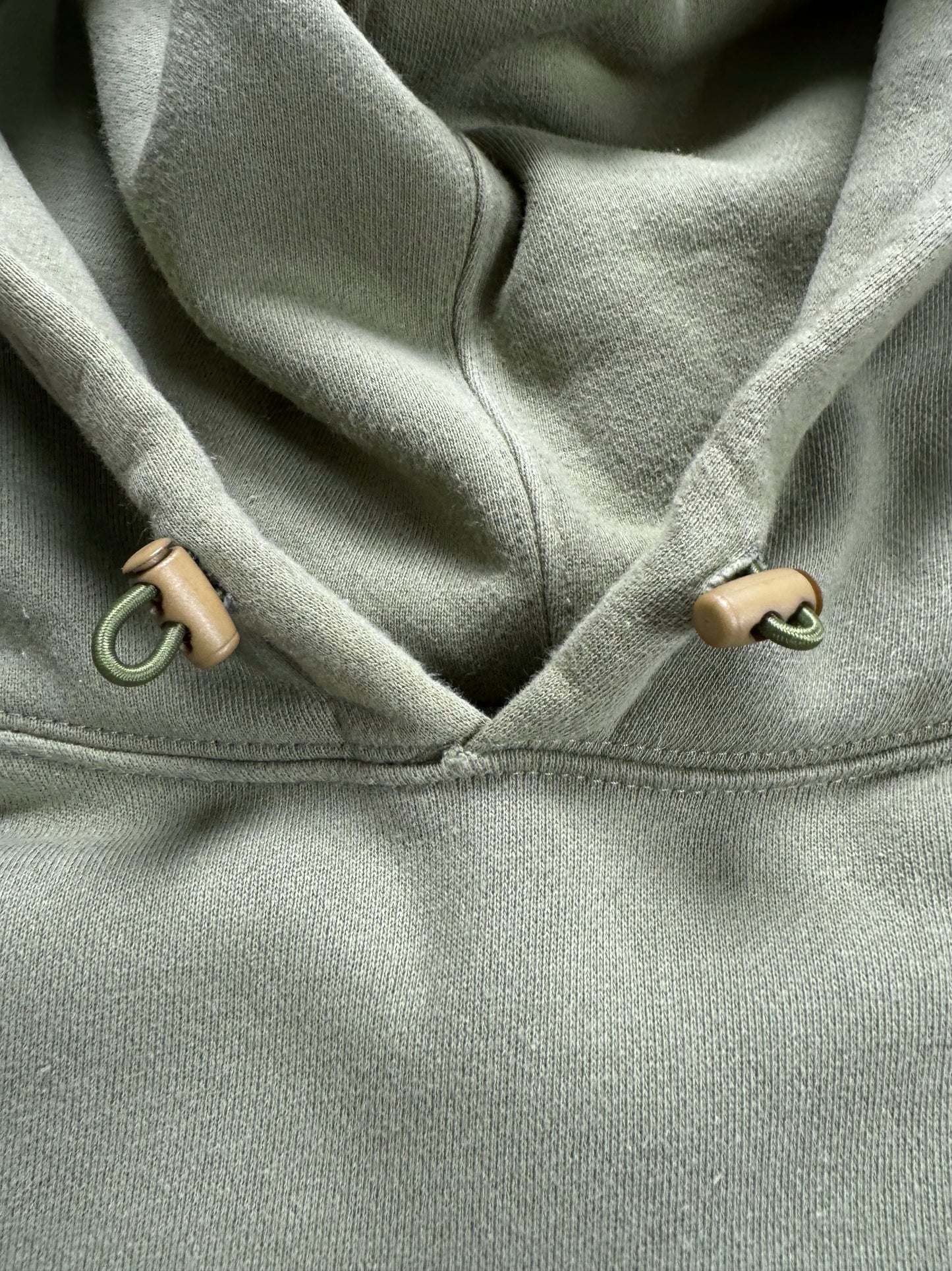 Vintage sage / khaki green Stussy technical cargo hoodie (M)