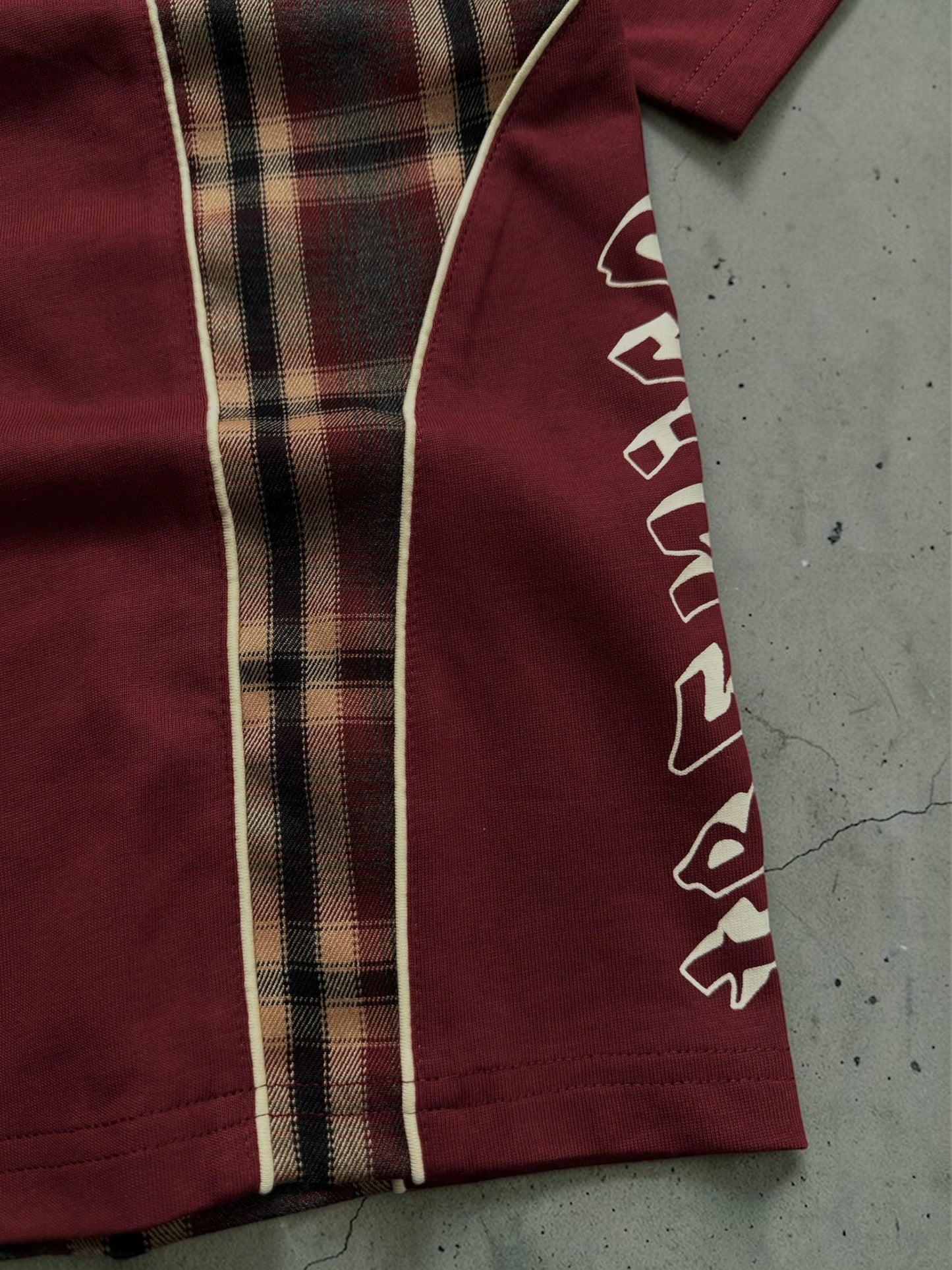 Tbenico rossa tartan panel rig t shirt