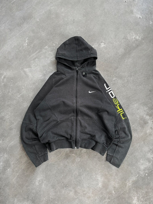 Vintage 2000's grey Nike Air Max graphic print logo technical zip up hoodie (L)