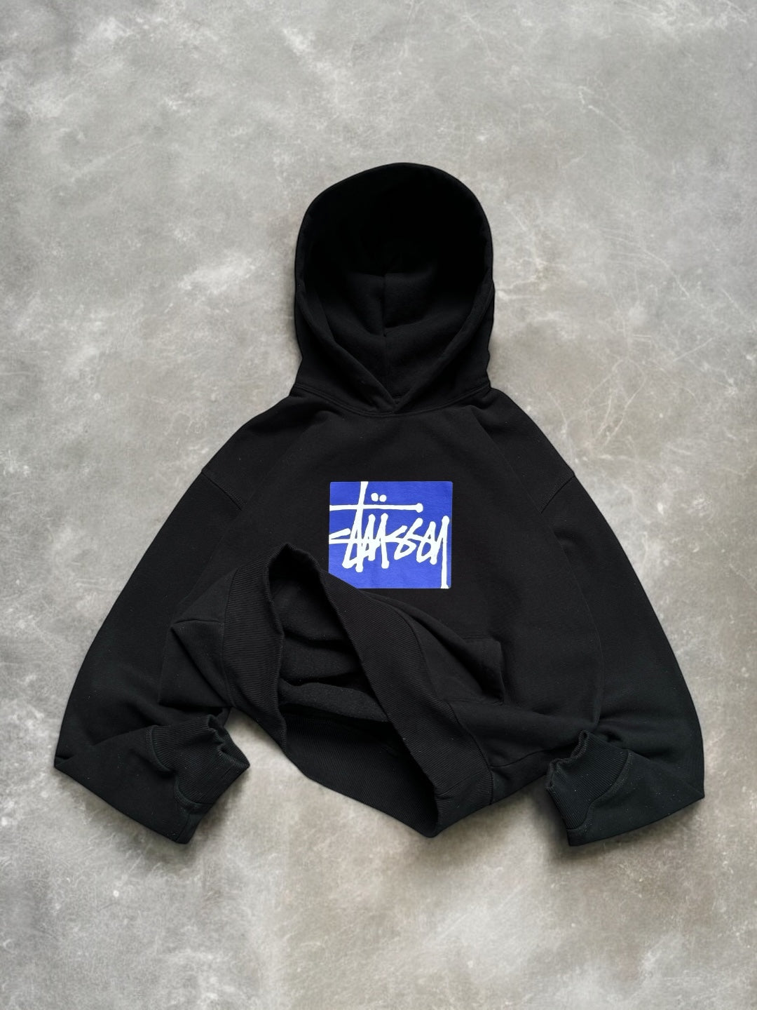Vintage 2000's Stussy graphic print logo hoodie (M)