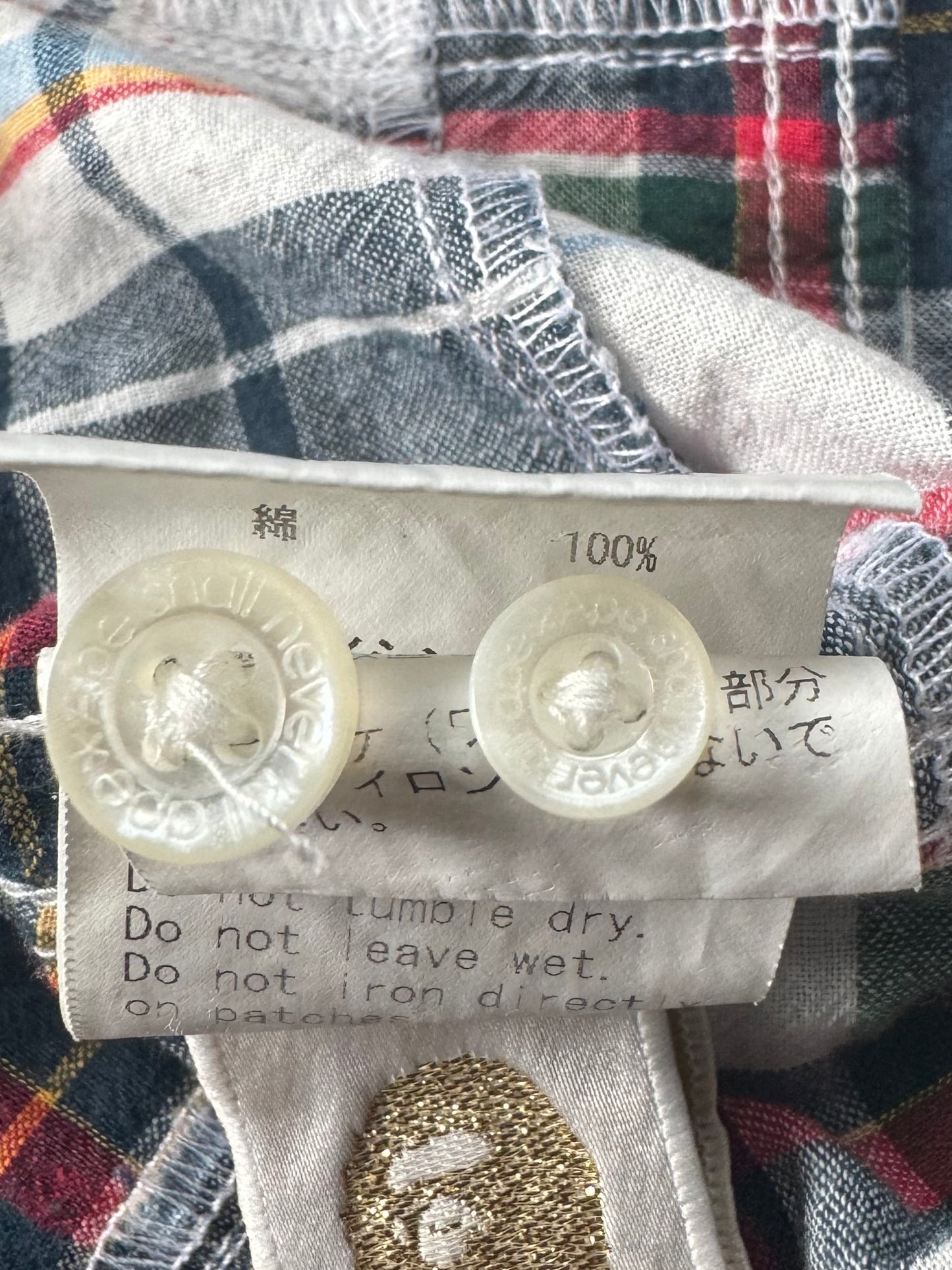Vintage 90's tartan Bape cut and sewn shirt (S)