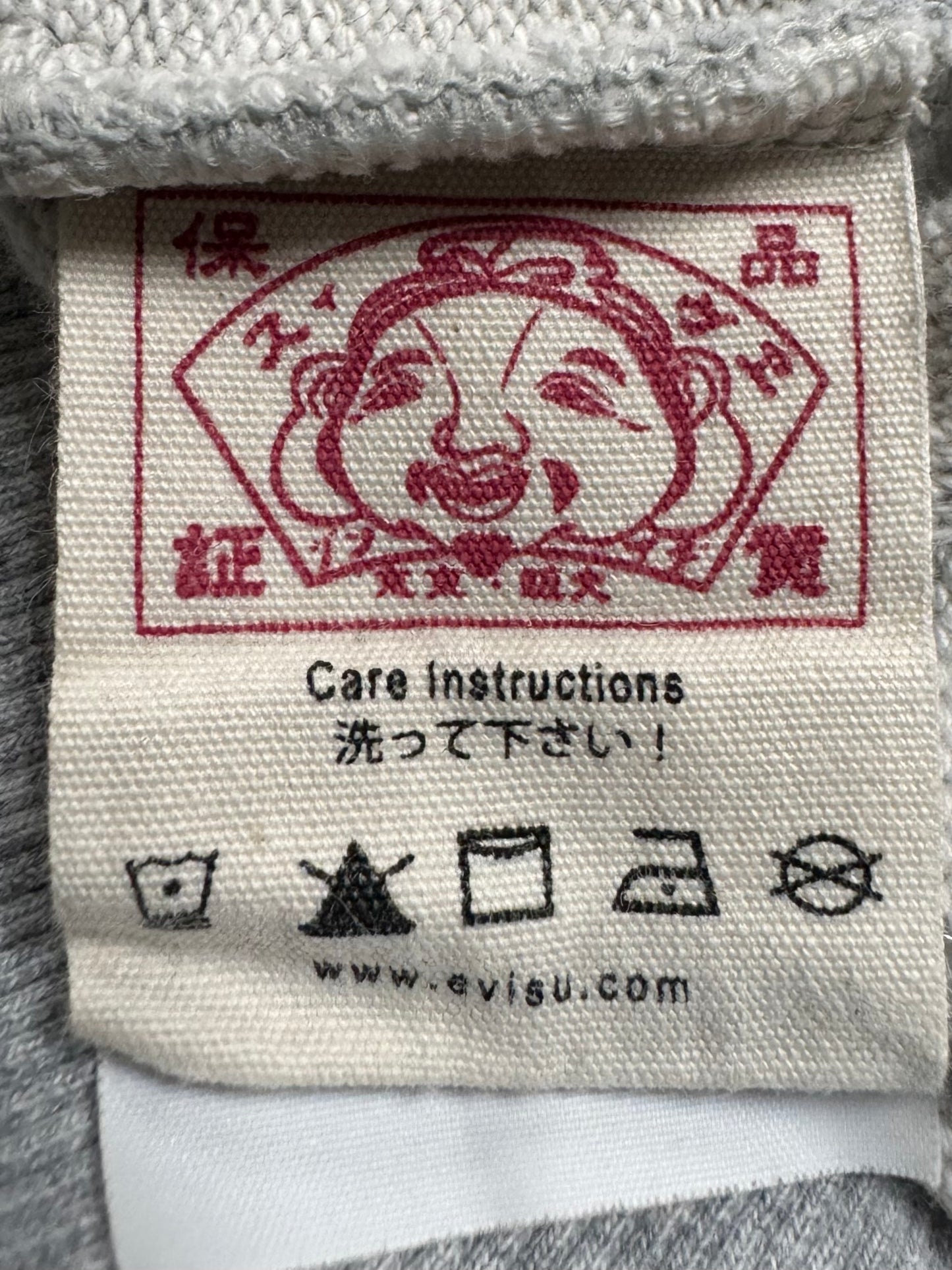 Vintage grey and navy blue Evisu centre logo hoodie (S)