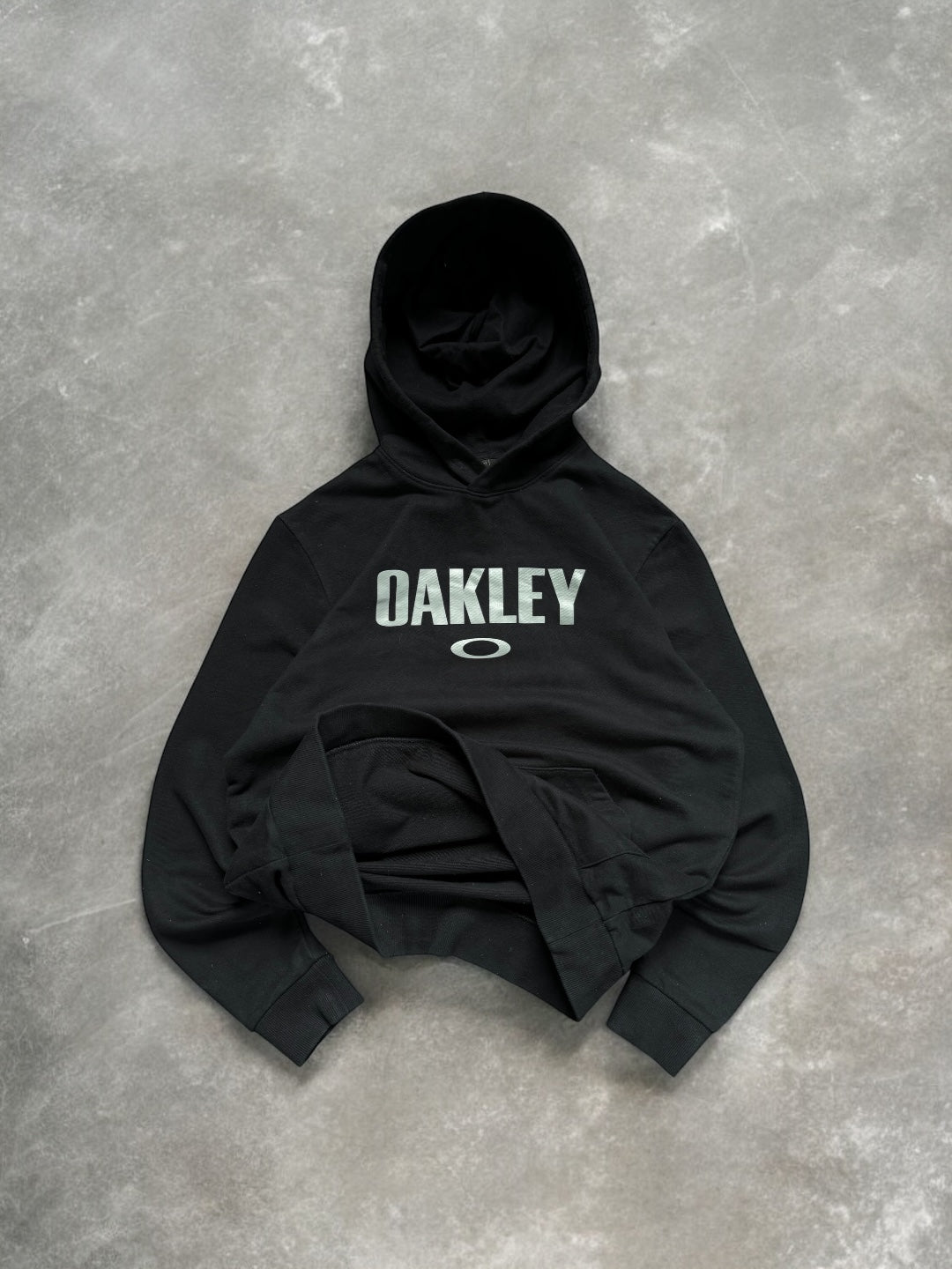 Vintage 2000's Oakley graphic print centre logo hoodie (S)