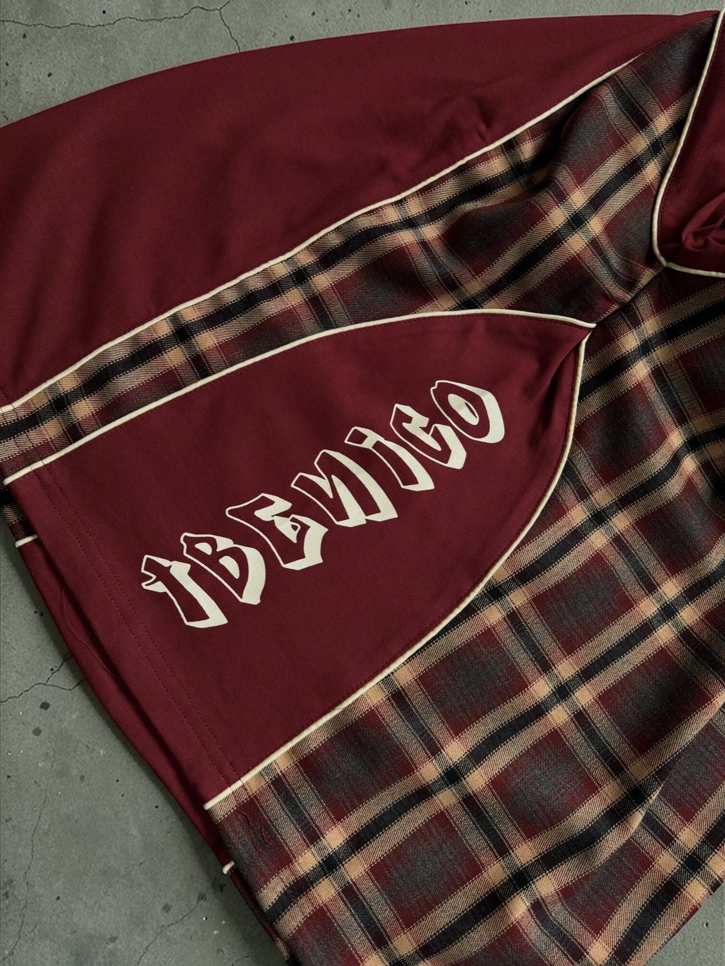 Tbenico rossa tartan panel rig t shirt
