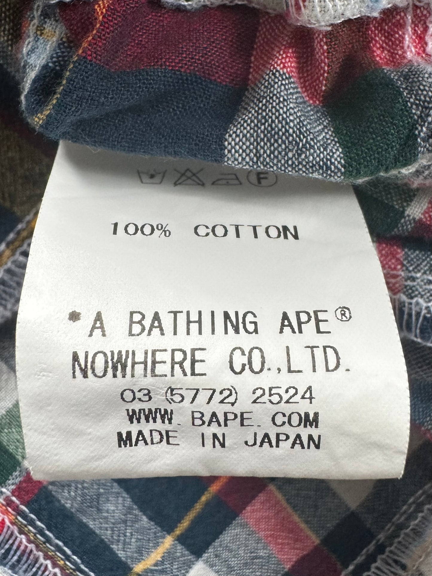 Vintage 90's tartan Bape cut and sewn shirt (S)