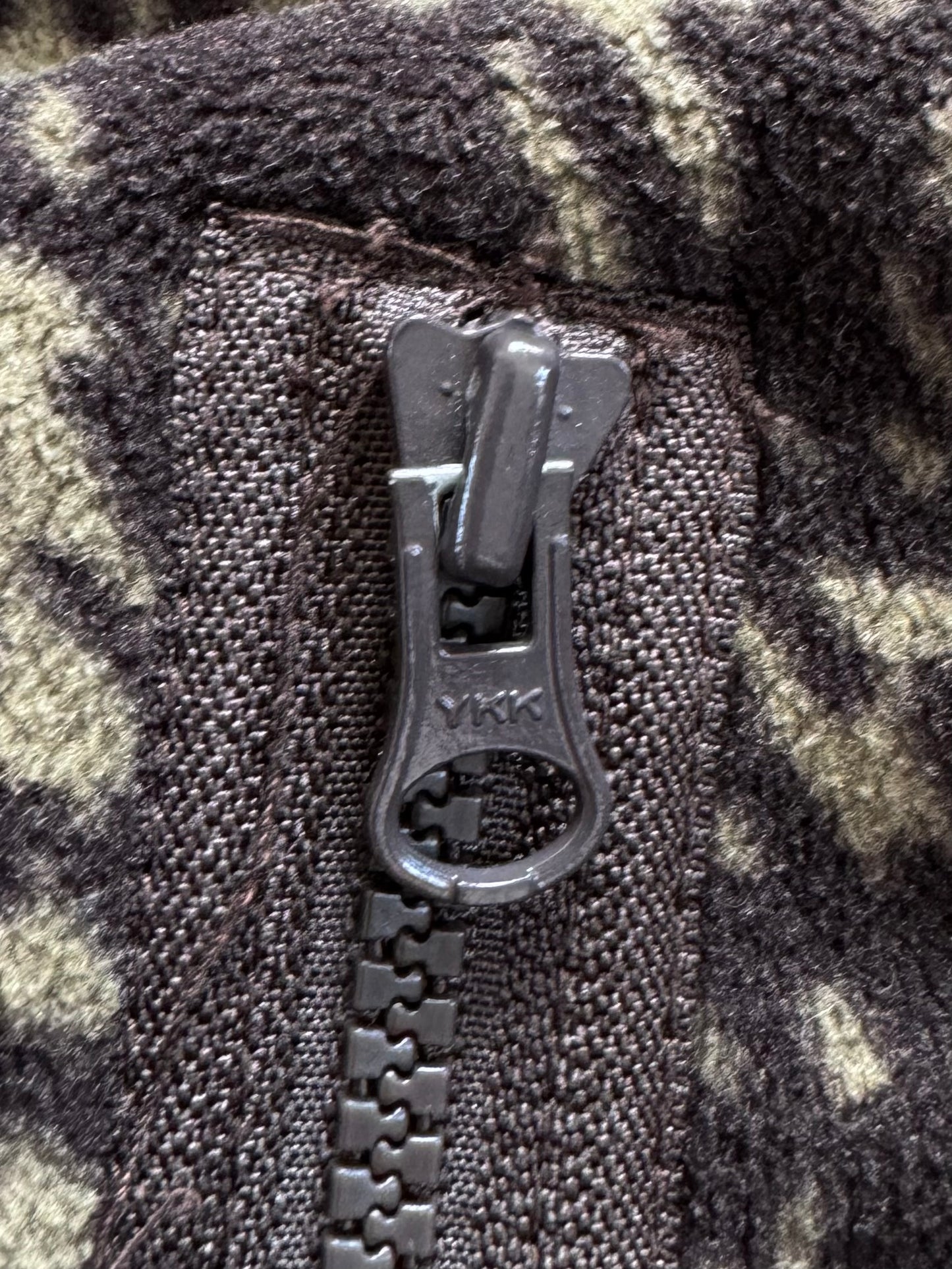 Vintage 2000's khaki green and black Stussy reversible plaid / tartan technical jacket (M)