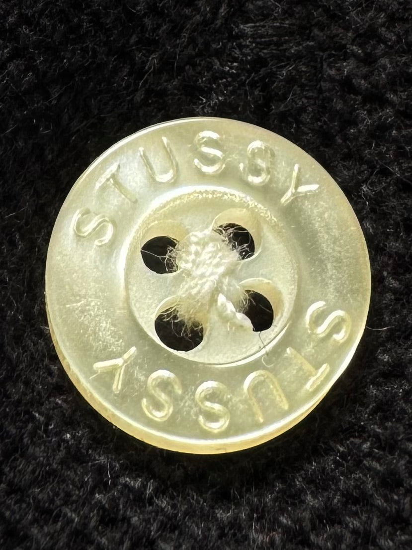Vintage 2000's black stussy skull embroidered polo shirt (M)