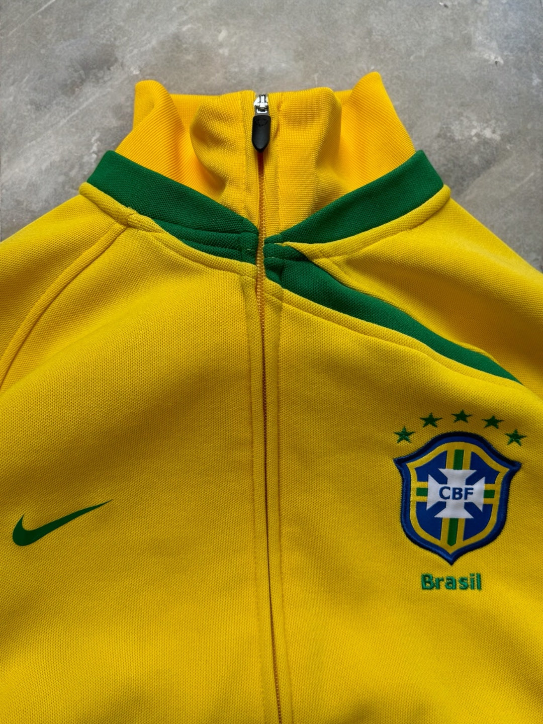 Vintage 2000's green and yellow Nike Brazil football track jacket (XL)