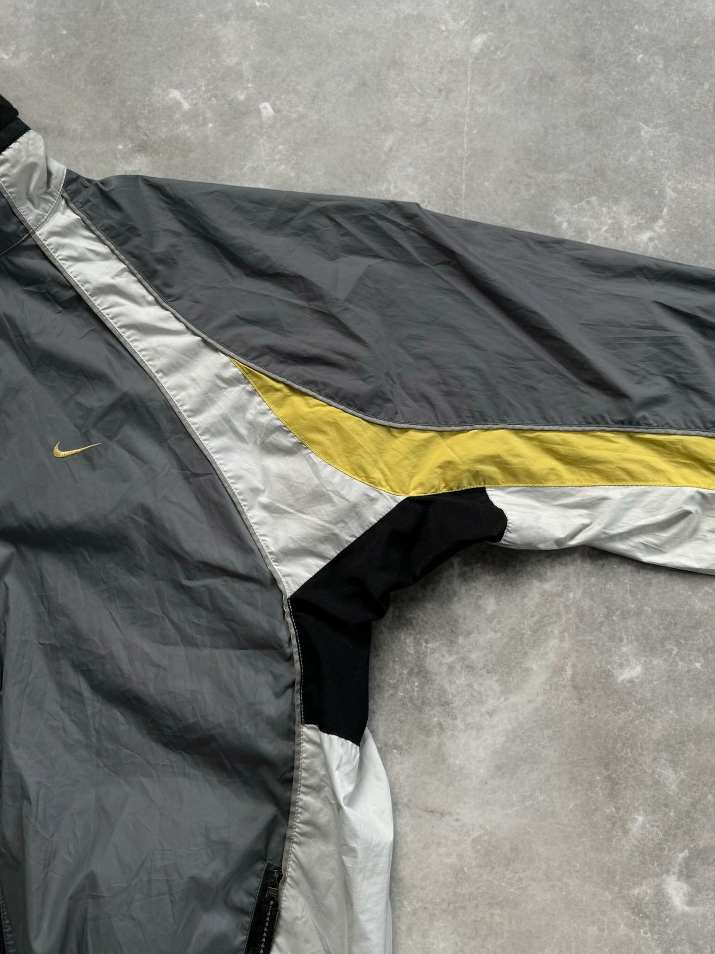 Vintage 90's grey black and white Nike technical jacket (XL)