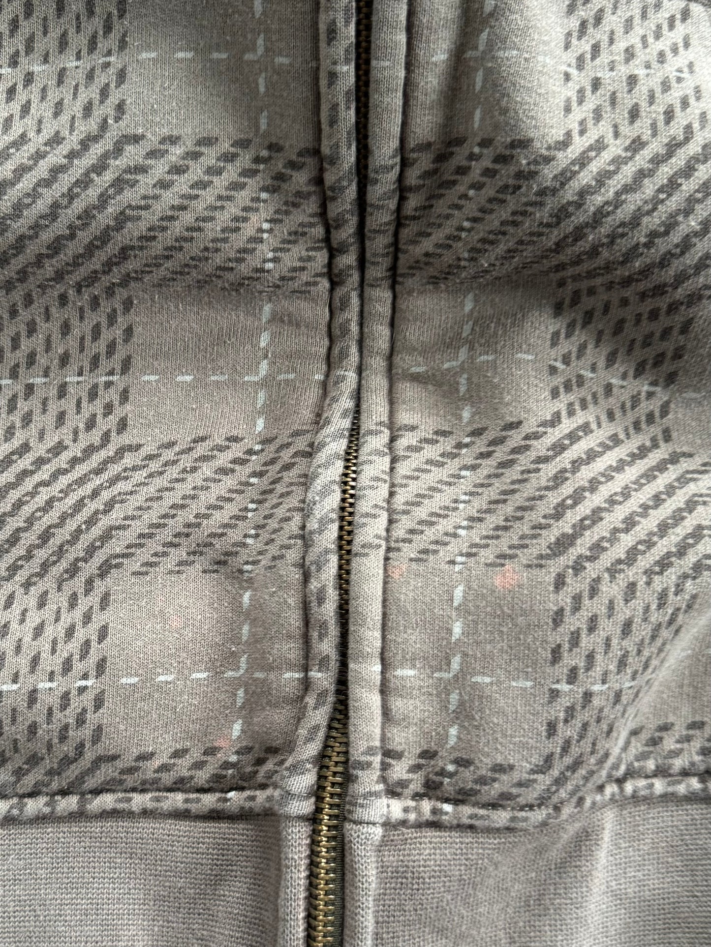Vintage 2000's brown and beige/cream Billabong tartan / plaid zip up hoodie (XL)