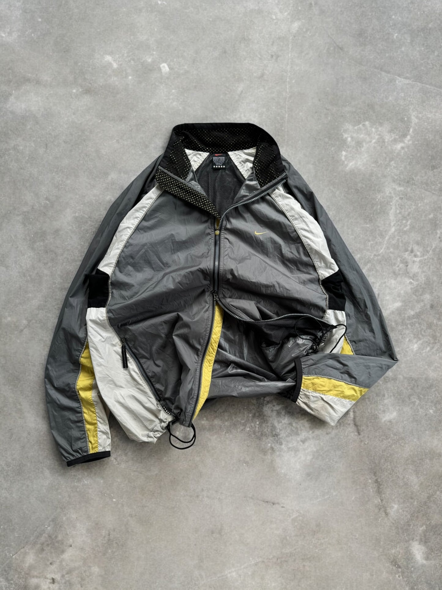 Vintage 90's grey black and white Nike technical jacket (XL)