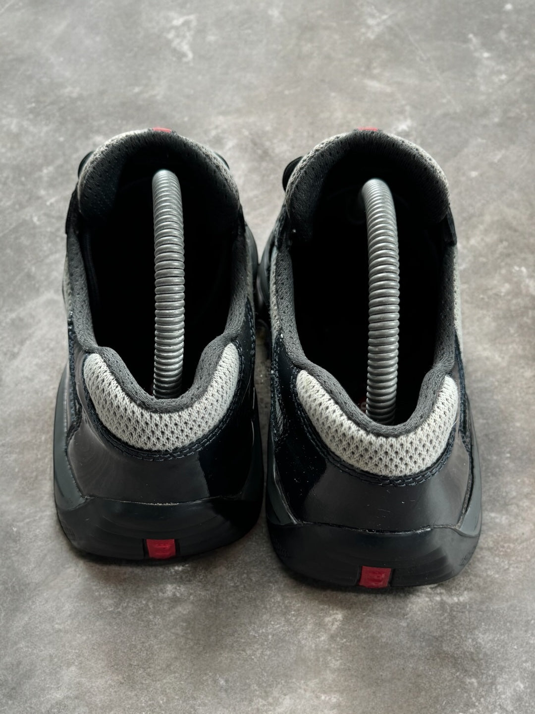 Vintage black and grey patent leather Prada America cup trainers (UK7)