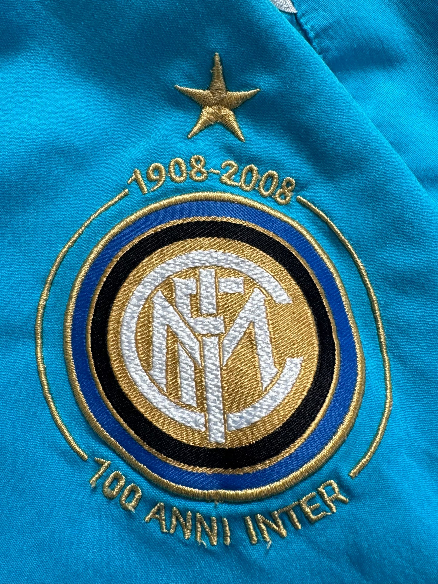 Vintage 2000's Y2K blue and white Nike T90 Inter Milan football technical track jacket (M)
