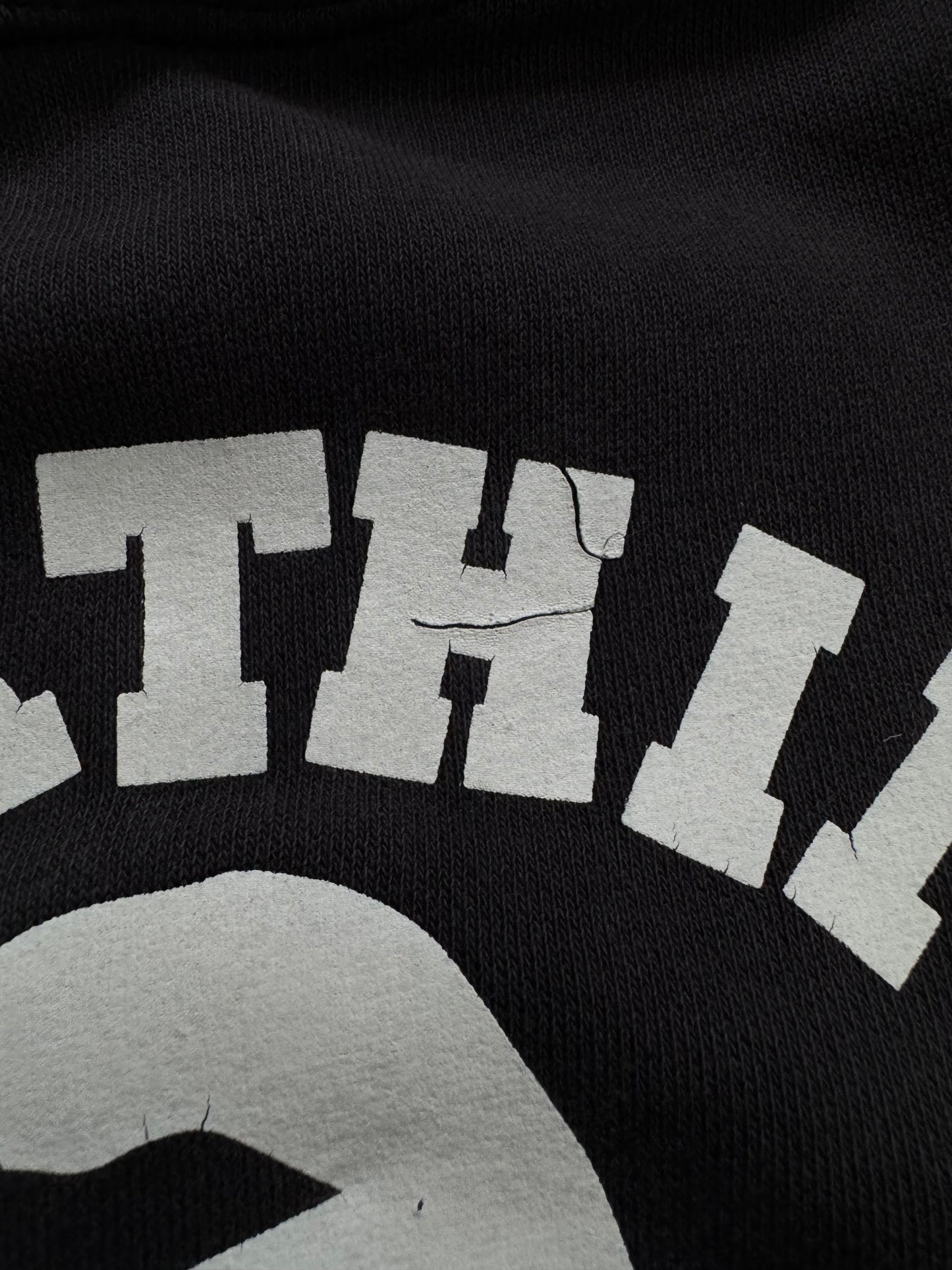 Vintage 90's faded black and white Bape graphic hoodie (L)
