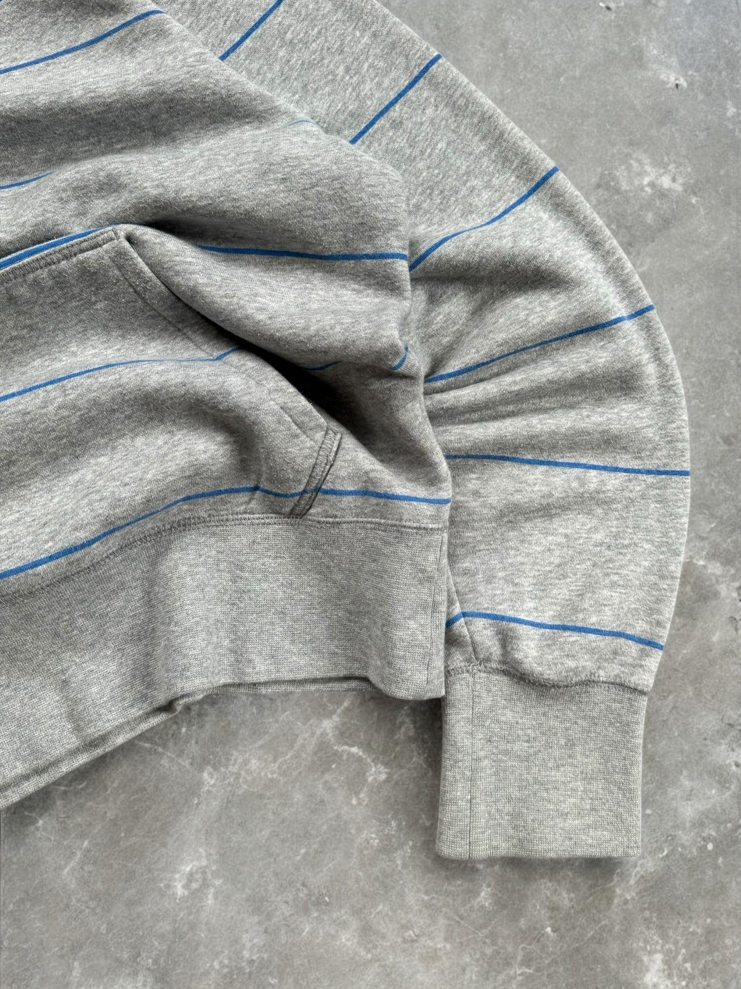 Vintage 2000's Y2K grey and blue Nike embroidered striped print hoodie (S)