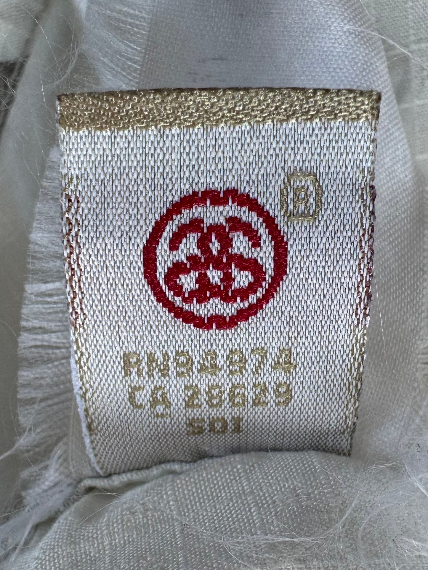 Vintage 2000's white and grey graphic print stussy button up short sleeve cargo shirt (L)