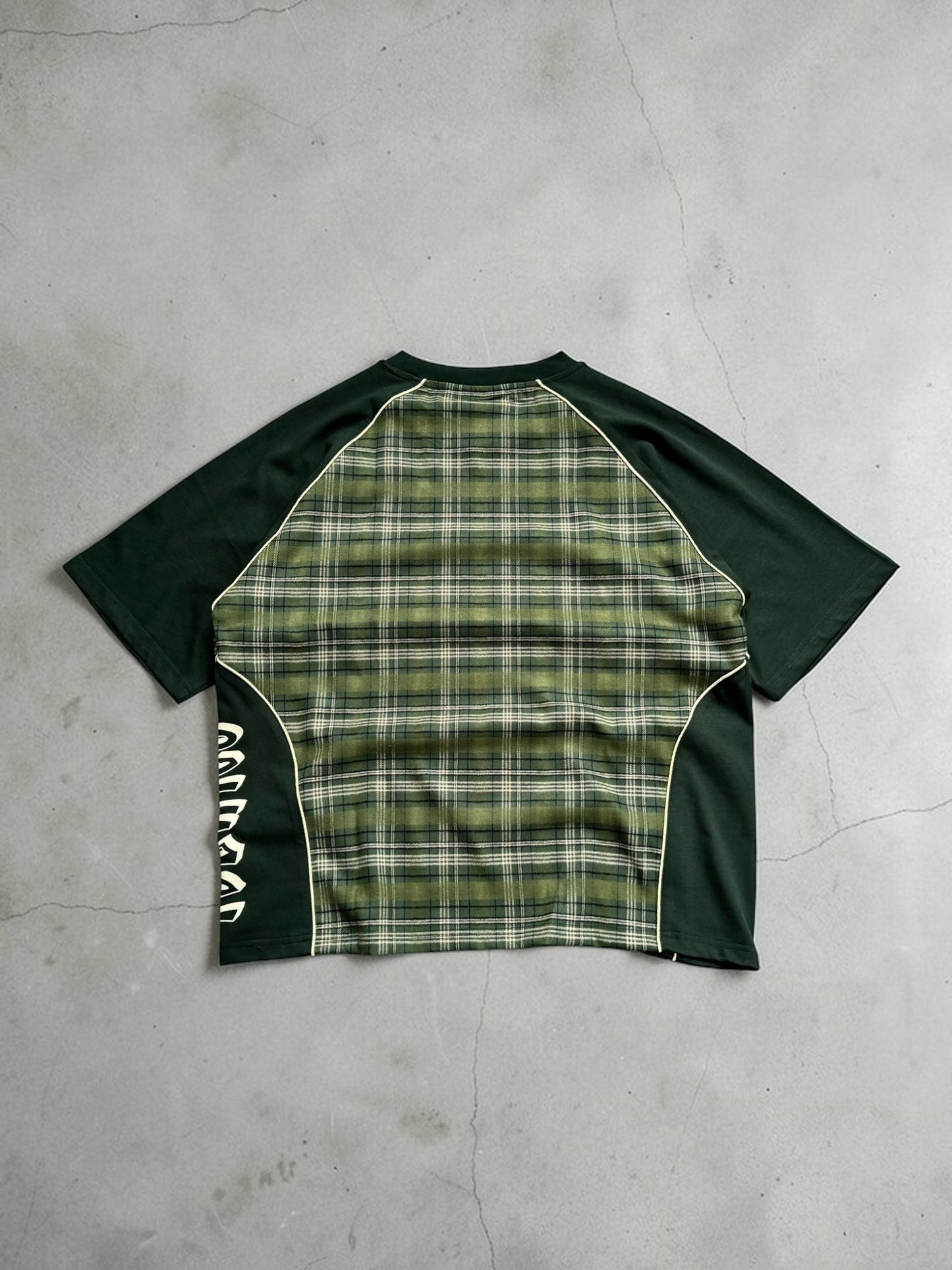 Tbenico verde tartan panel rig t shirt