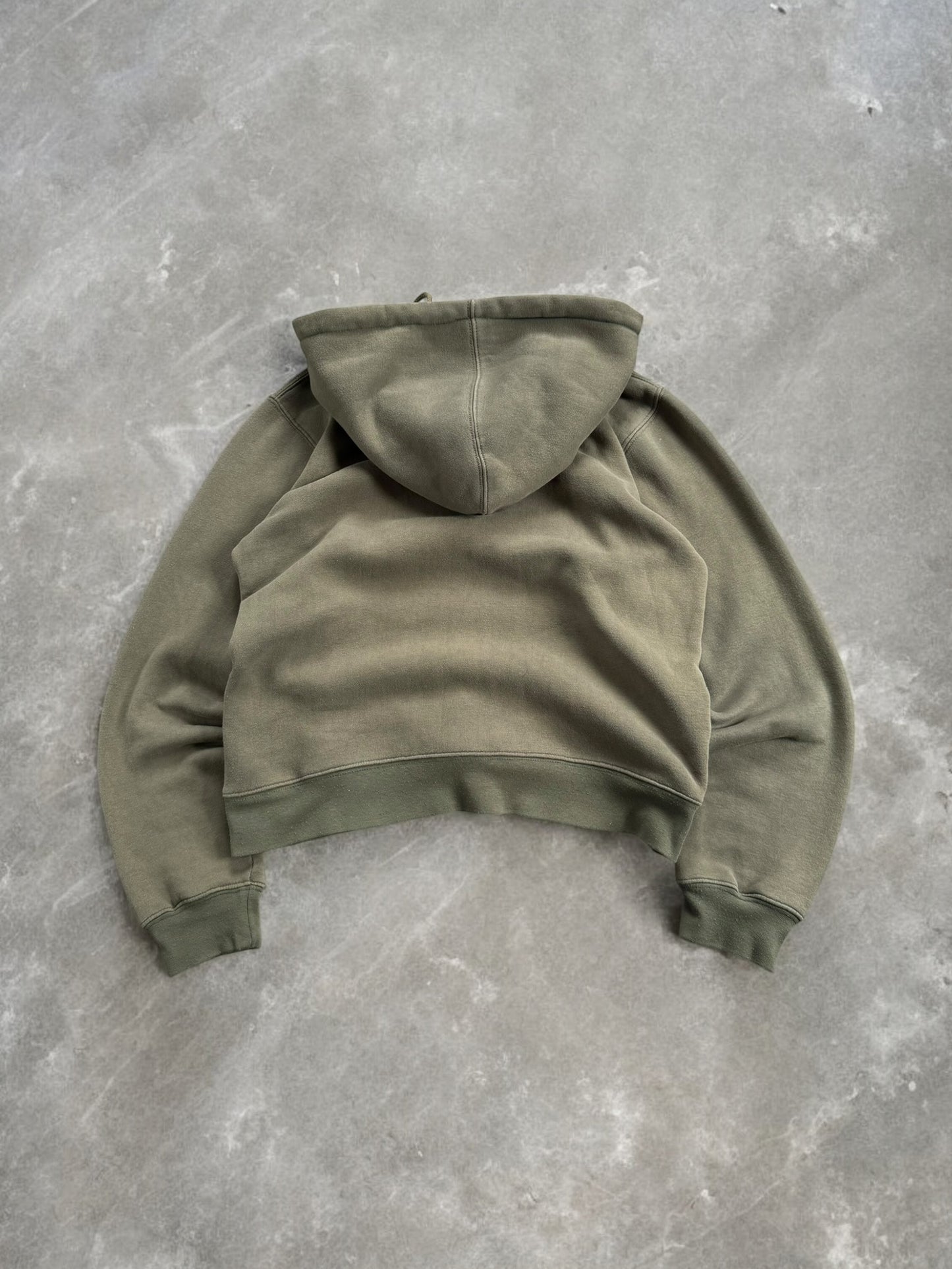 Vintage 2000's khaki green Stussy women’s leopard print hoodie (M)