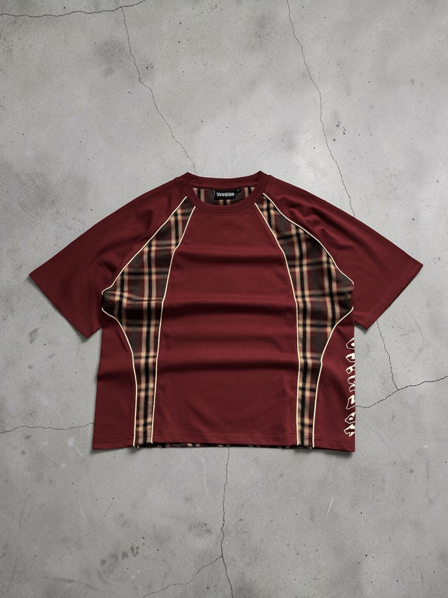Tbenico rossa tartan panel rig t shirt