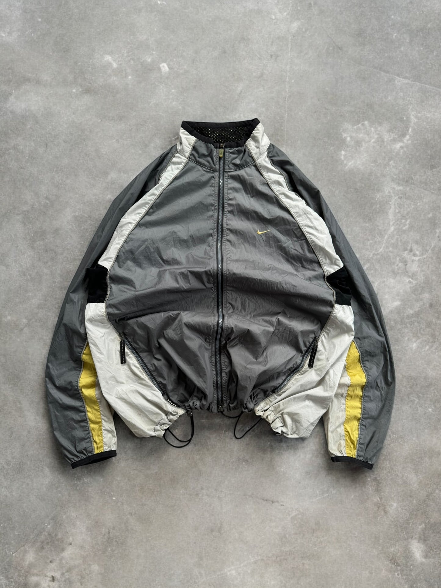 Vintage 90's grey black and white Nike technical jacket (XL)