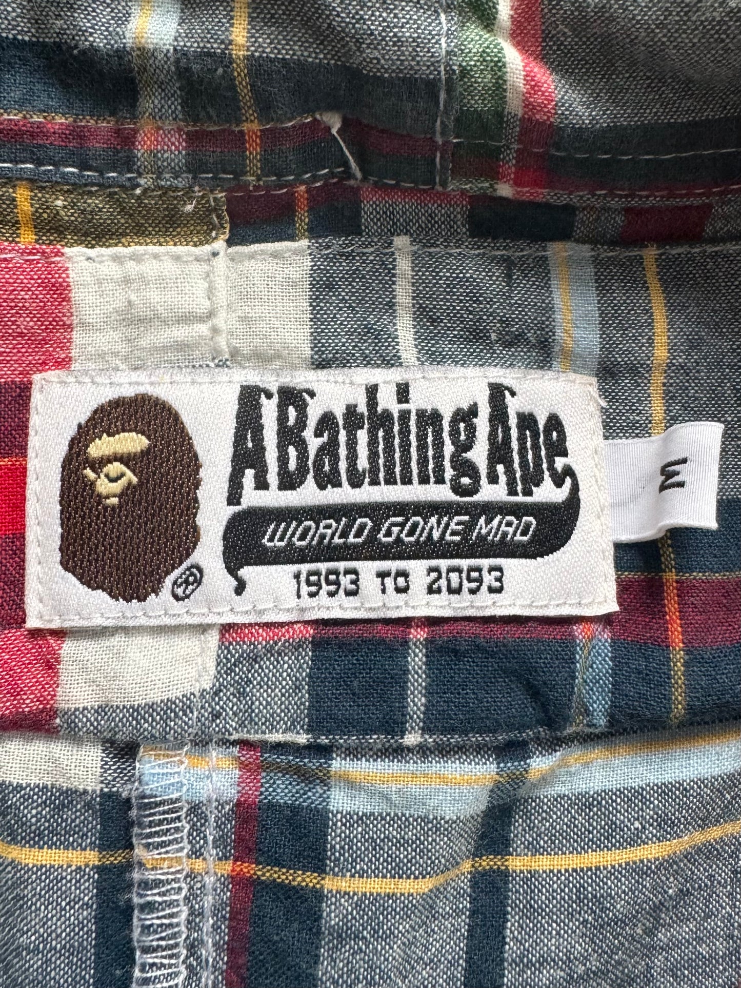 Vintage 90's tartan Bape cut and sewn shirt (S)